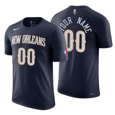 New Orleans Pelicans Custom Black Men's Nike 2021 22 NBA 75th Anniversary Diamond T Shirt